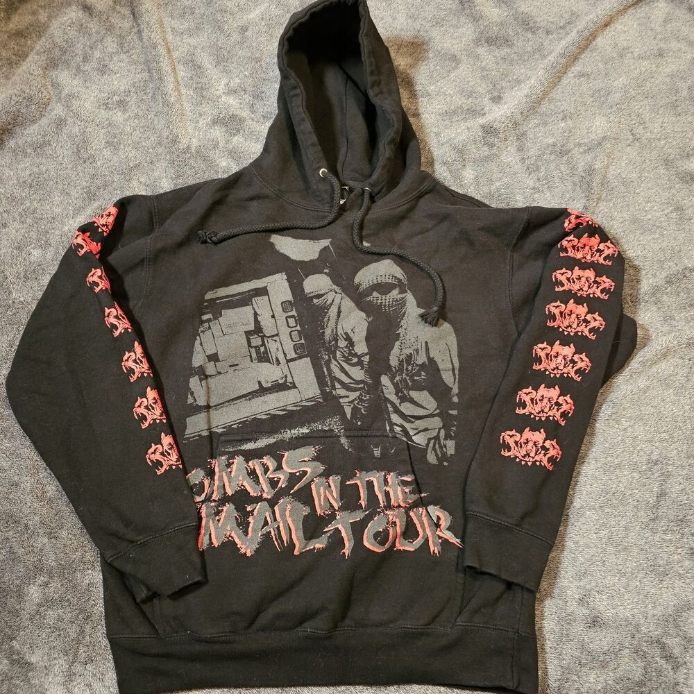 City Morgue Bombs In The Mail Tour 2024 Hoodie Black Red Graphic Size M